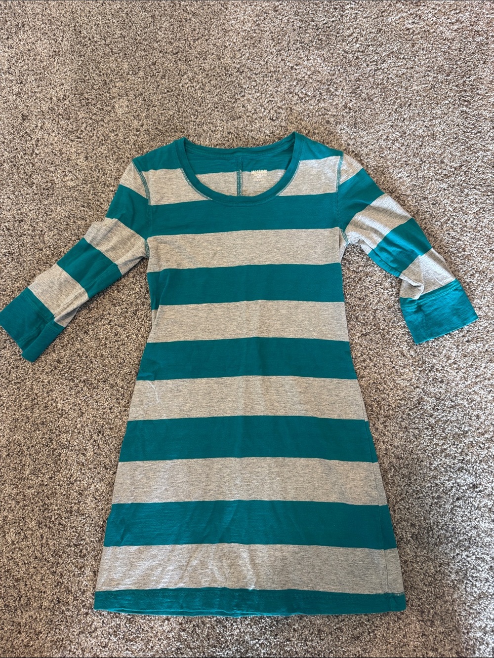 Mossimo Supply Co. Teal and Gray Striped Knit Dress